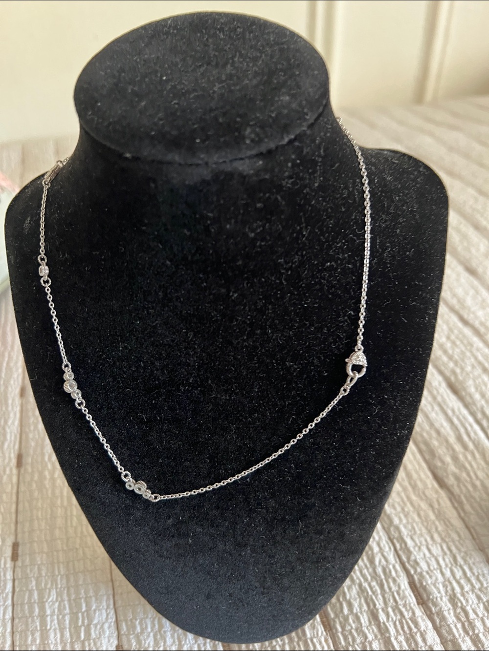 Judith Ripka Delicate sterling Silver Station Necklace - Elegant Everyday Layeri